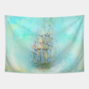 Tranquil Shores - Clipper Ship Tapestry