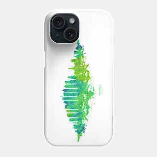 Philadelphia City Skyline - Watercolor Green, blue Phone Case