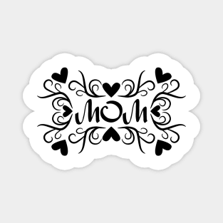 Love Mom with Fancy Heart Script Magnet