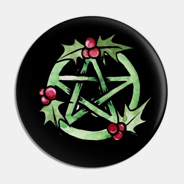 Pagan Yule Pentagram Pin by bubbsnugg