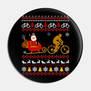 Mens Santa Sleigh Bike Sledding Christmas Cycling Pin