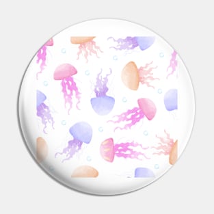 Seamless pattern of colorful jellyfish watercolor Pin