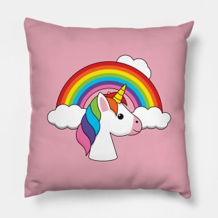 Unicorn and Rainbow with Clouds Kawaii Pillow