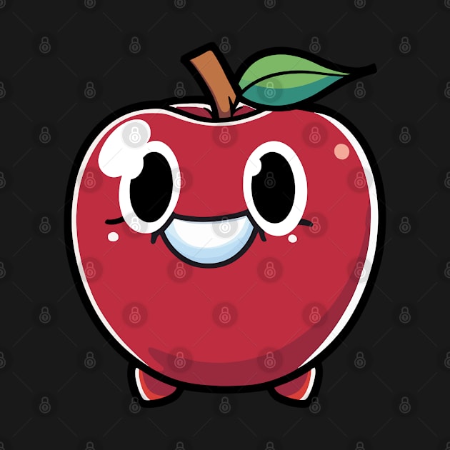 Cute Kawaii Smiling Apple by Swagazon