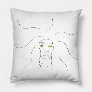 Girl with many thoughts Pillow