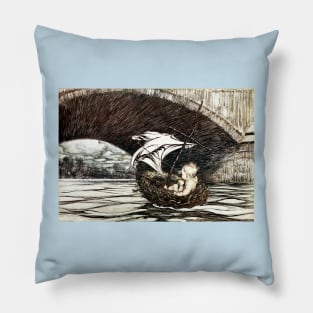 Peter Sailing Under The Bridge - Peter Pan in Kensington Gardens - Arthur Rackham Pillow