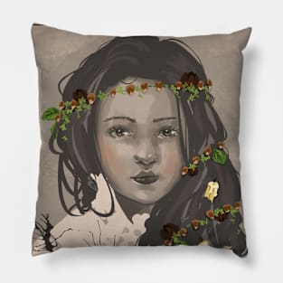 Old Photo Witch Girl Pillow