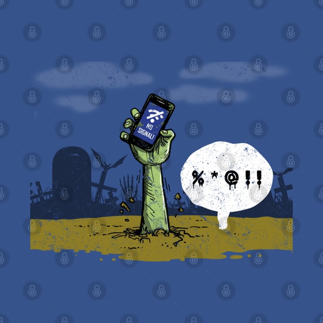 Funny Zombie Holding Phone No Internet Grave Funny Horror Cartoon by BoggsNicolas