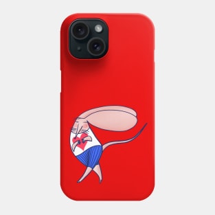 Cute mouse in love dancing on mainly red background Phone Case