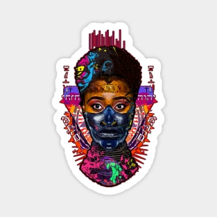 Afro Hair Black Girl Shogun Melanin Ronin Warrior Magnet