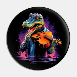 Alligator Playing Violin Pin