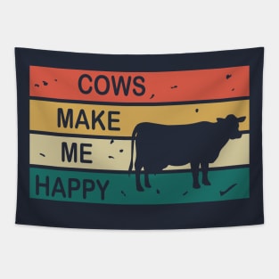 Cows Make Me Happy - Cute Vintage Retro Design Tapestry