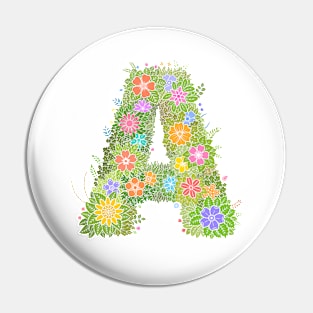 "A" Floral Letter Monogram Pin