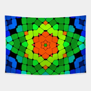 Geometric Kaleidoscope Flower Tapestry