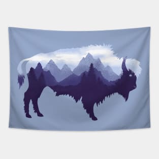 Dramabite Bison Buffalo Double Exposure Surreal Wildlife Native Animal Tapestry