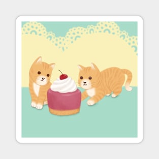 Cute Cats and Dessert Illustration Art Magnet