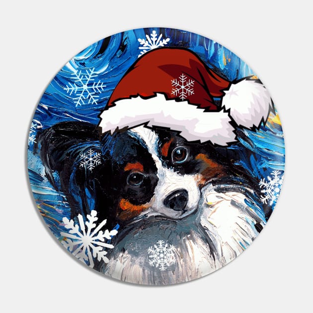 Papillon Santa Pin by sagittariusgallery