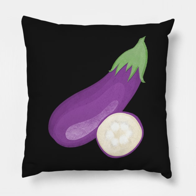 Eggplant Veggie Sticker Pillow by ColorsHappiness