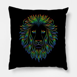 Black Neon Lion Pillow