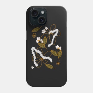 Jasmine Flower Hair Garland Gajra Pattern On Black Background Phone Case