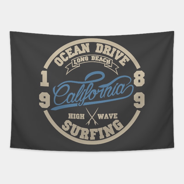 Ocean drive. California surfing T-shirt Tapestry by lakokakr