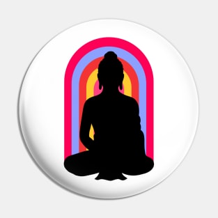 Buddha Om Mani Padme Hum Neon Rainbow Sunset Pin
