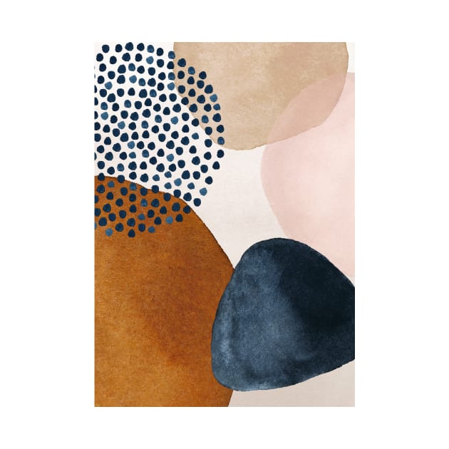 Modern Abstract Terracotta Blush and Navy Blue by PixDezines