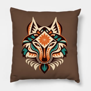 Wolf Mexican Tribal Pillow