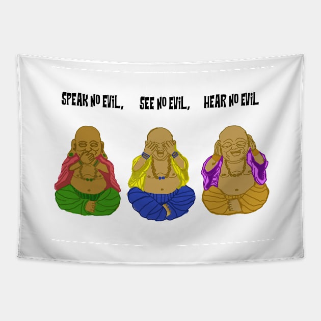 Three Wise Buddhas Tapestry by MGphotoart