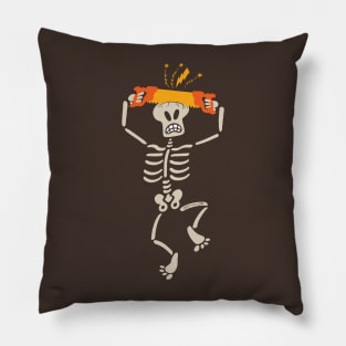 Crazy skeleton sawing his own skull Pillow