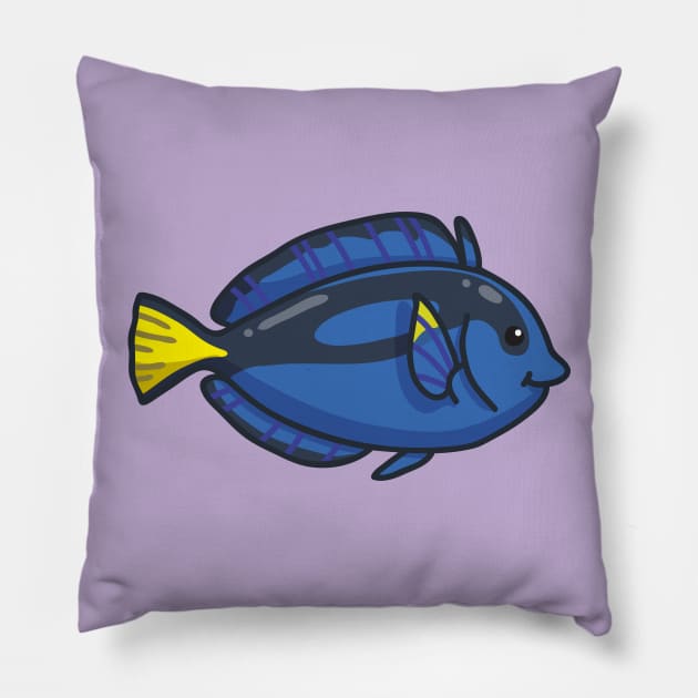 Royal Blue Tang Pillow by bytesizetreasure