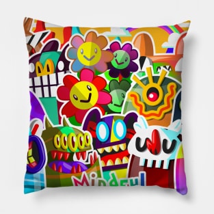 gradient gang RAINBOW DOODLE Pillow