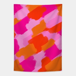 Pink and Orange Brush Strokes Palette Pattern Tapestry