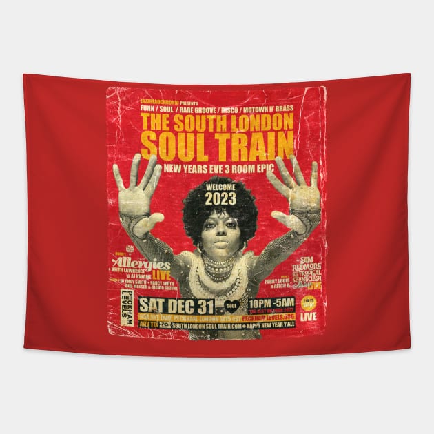 POSTER TOUR - SOUL TRAIN THE SOUTH LONDON 125 Tapestry by Promags99