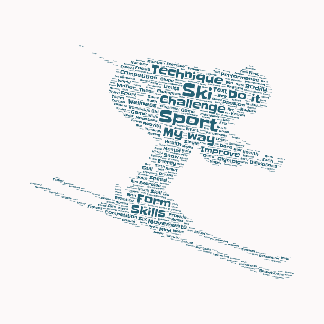 Skier Ski Silhouette Shape Text Word Cloud by Cubebox