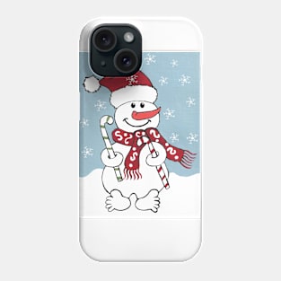 White Christmas Cute Snowman Acrylic Painting Phone Case