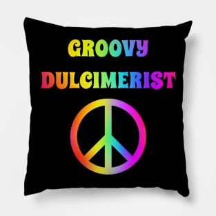 Groovy Dulcimerist Peace Halloween Party Retro Vintage Pillow