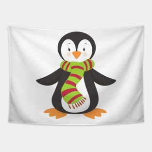 Cute Penguin, Little Penguin, Penguin With Scarf Tapestry