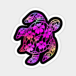 Sea Turtle: Hot Pink Neon Rainbow Boho VSCO Holographic Hippie Vibe Magnet