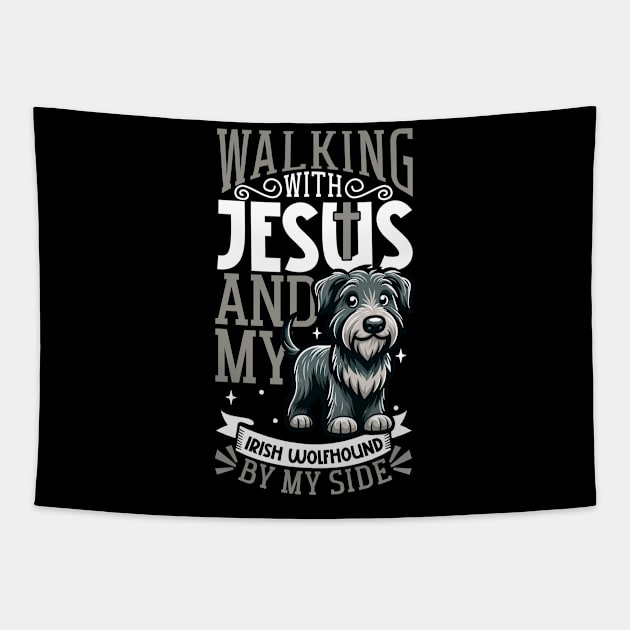 Jesus and dog - Irish Wolfhound Tapestry by Modern Medieval Design