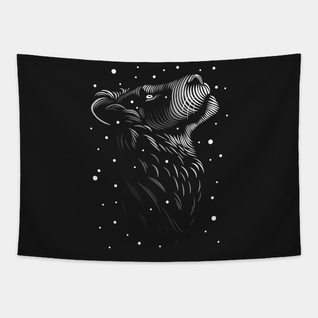 Snowing white lion Tapestry by albertocubatas