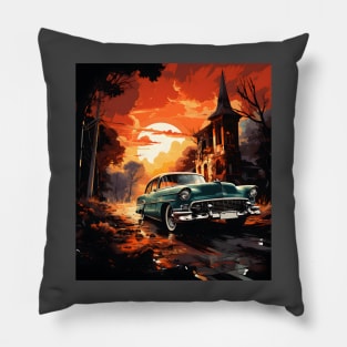 old school car art vintage design classic car Pillow