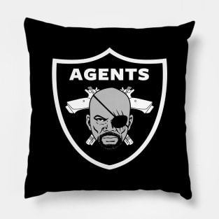 Agents Cool Superhero Sports Logo Parody Pillow