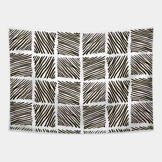 Abstract geometric hand drawn strokes seamless pattern Tapestry by Olga Berlet