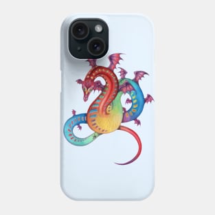 Fabulous Rainbow Dragon in Red, Blue, Yellow Phone Case