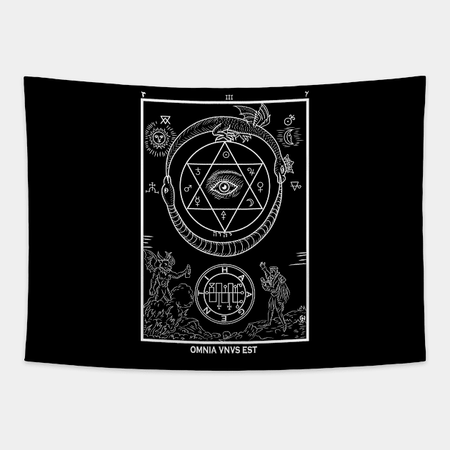 Omnia VnVs Est Alchemy Gifts Tapestry by QQdesigns