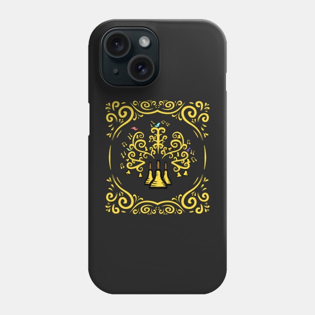 Three Handbells Tree Of Music Golden Swirl Art Nouveau Pattern Phone Case by SubtleSplit