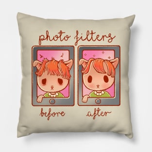 THE INVENTION OF PHOTO FILTERS cute kawaii kitty design Pillow