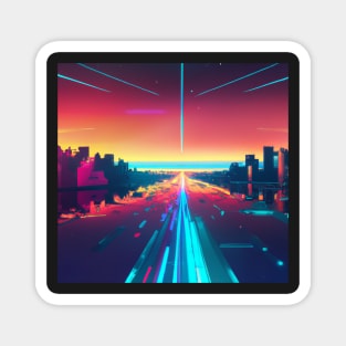 Synthwave highway 3 Magnet