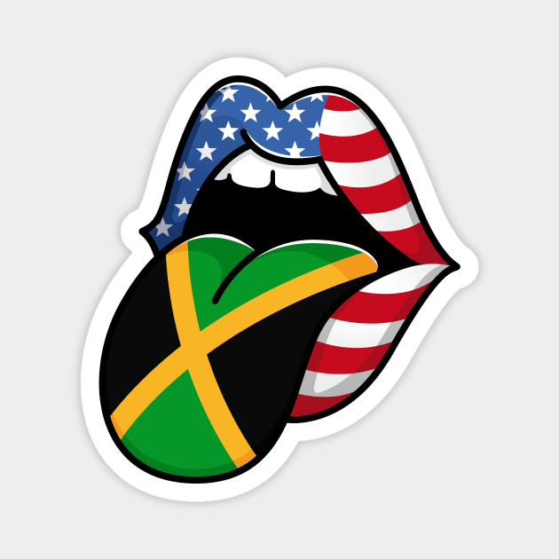 Tongue Jamaican Pride Flag of Jamaica Half American Half Jamaican Magnet by RW